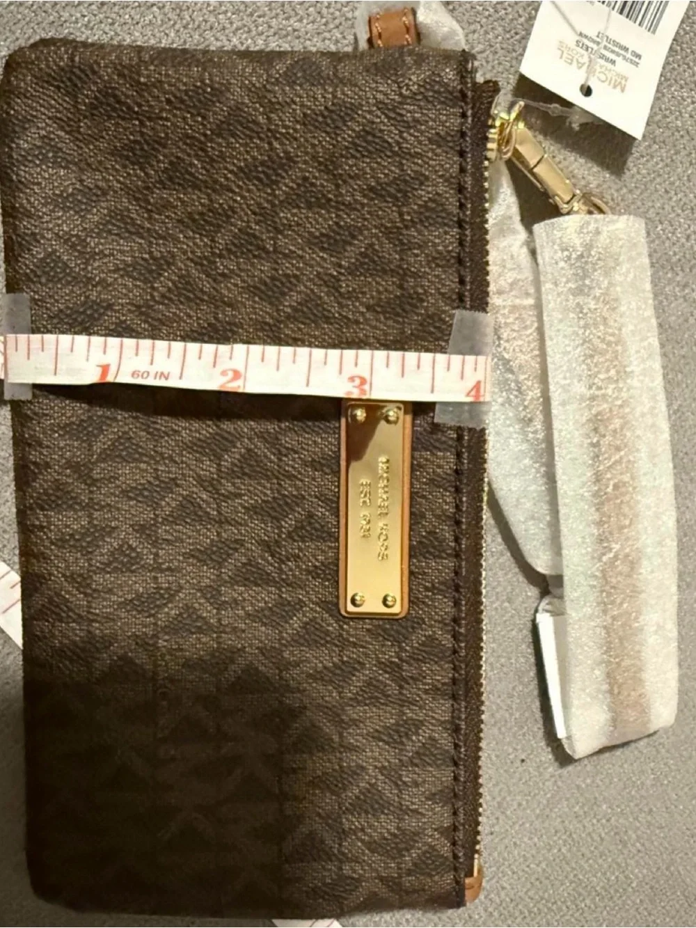 Michael Kors Brown Signature Wristlet Clutch